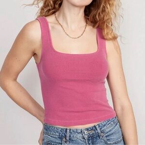 Old Navy Women Crop Rib-Knit Tank Top DRAGONFRUIT (Size: L Tall)